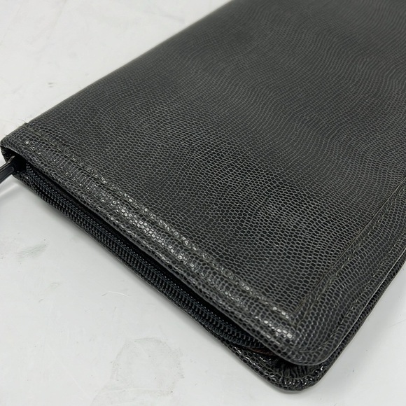 Neiman Marcus Tie Zip Around Long Travel Gray Clutch - Picture 9 of 9